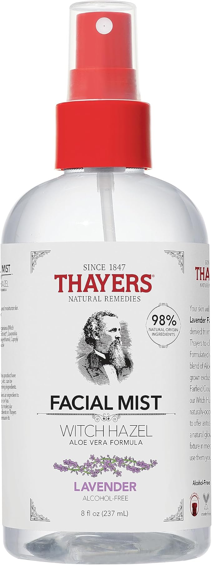 Thayers Witch Hazel Gentle Facial Mist Rose Petal Toner Lotion with Organic Aloe Vera 237ml - Image 1