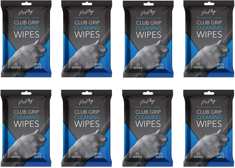 pro:play Club Grip Cleaning Wipes | Powerful Cleaner Removes Grime, Dirt, and Sweat | Restore Tackiness of Golf Club Grips | Convenient, Resealable Pack - Unscented 8 Pack - Image 1