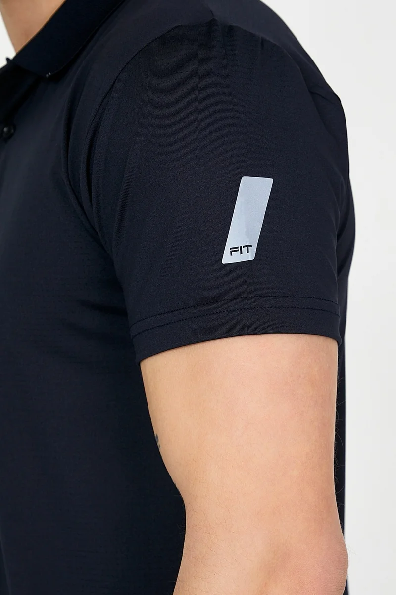 MRS Clothing Active Tennis Style Sports Polo Neck Short Sleeve T-Shirt Men's Navy Blue