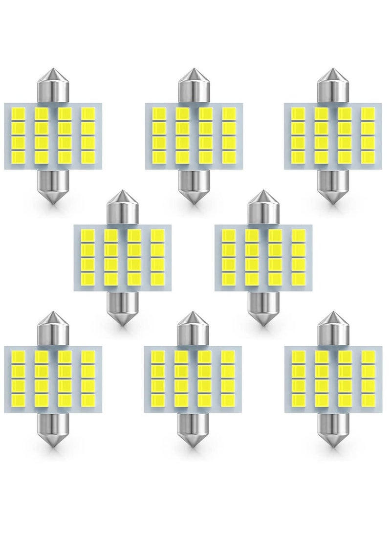 Generic Led Car Bulb, 8pcs Super Bright White Double Tip 2835 31mm 16SMD Led Car Lights Bulb for Car Interior Dome Map Trunk Light  - Image 1