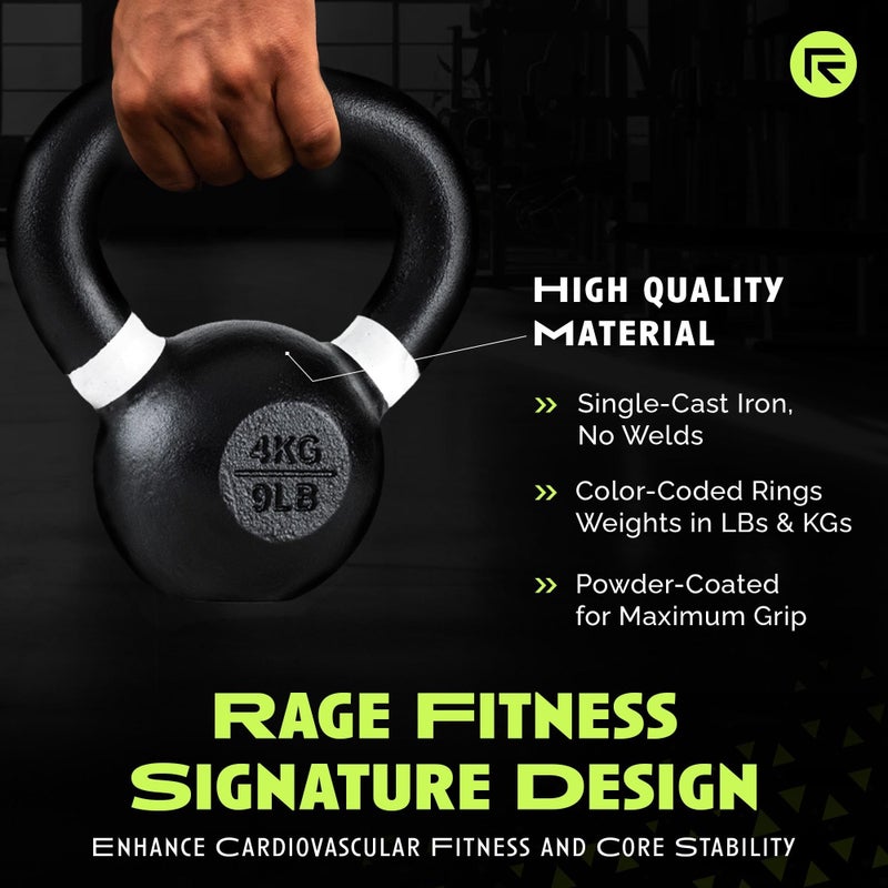 Rage Fitness Kettlebells, Single-cast Iron, No-welded Joints, Wide Handle, Strength Training Kettlebells, Cast Iron Kettlebell Set, Powder Coated Kettlebell Weights For Maximum Durability, Men & Women - Image 2