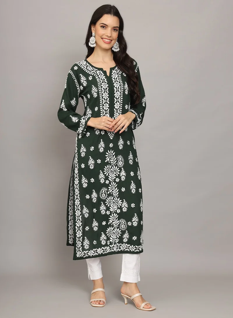 Alaya Women Chikankari Hand Embroidered Modal Kurta -AL4042