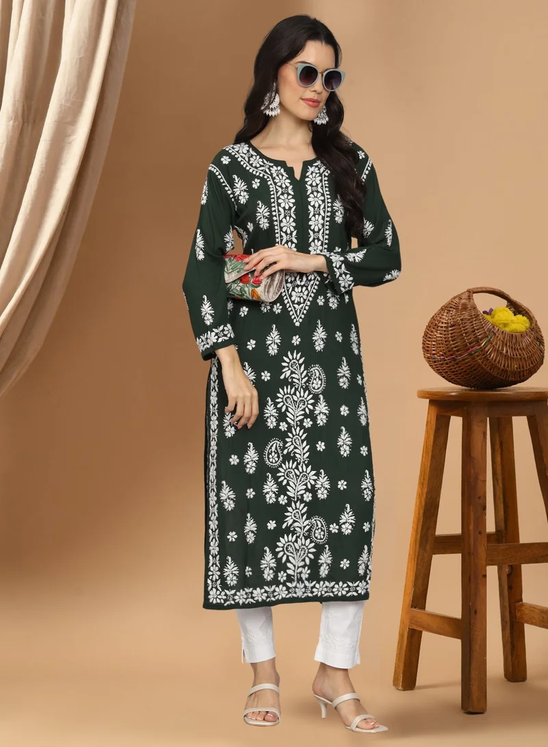 Alaya Women Chikankari Hand Embroidered Modal Kurta -AL4042