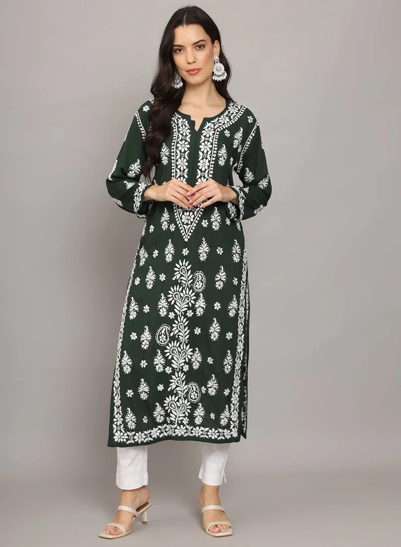 Alaya Women Chikankari Hand Embroidered Modal Kurta -AL4042