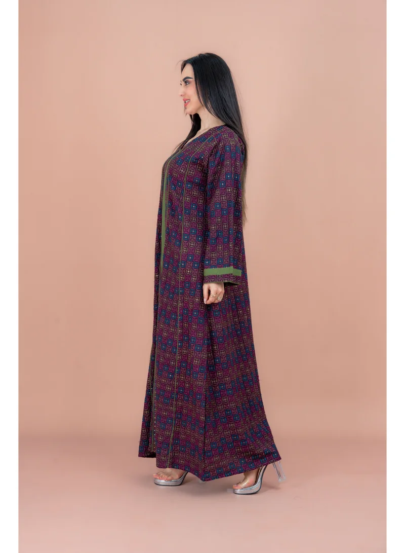 IKKXA Modern Embroidered Jalabiya IN093 Purple