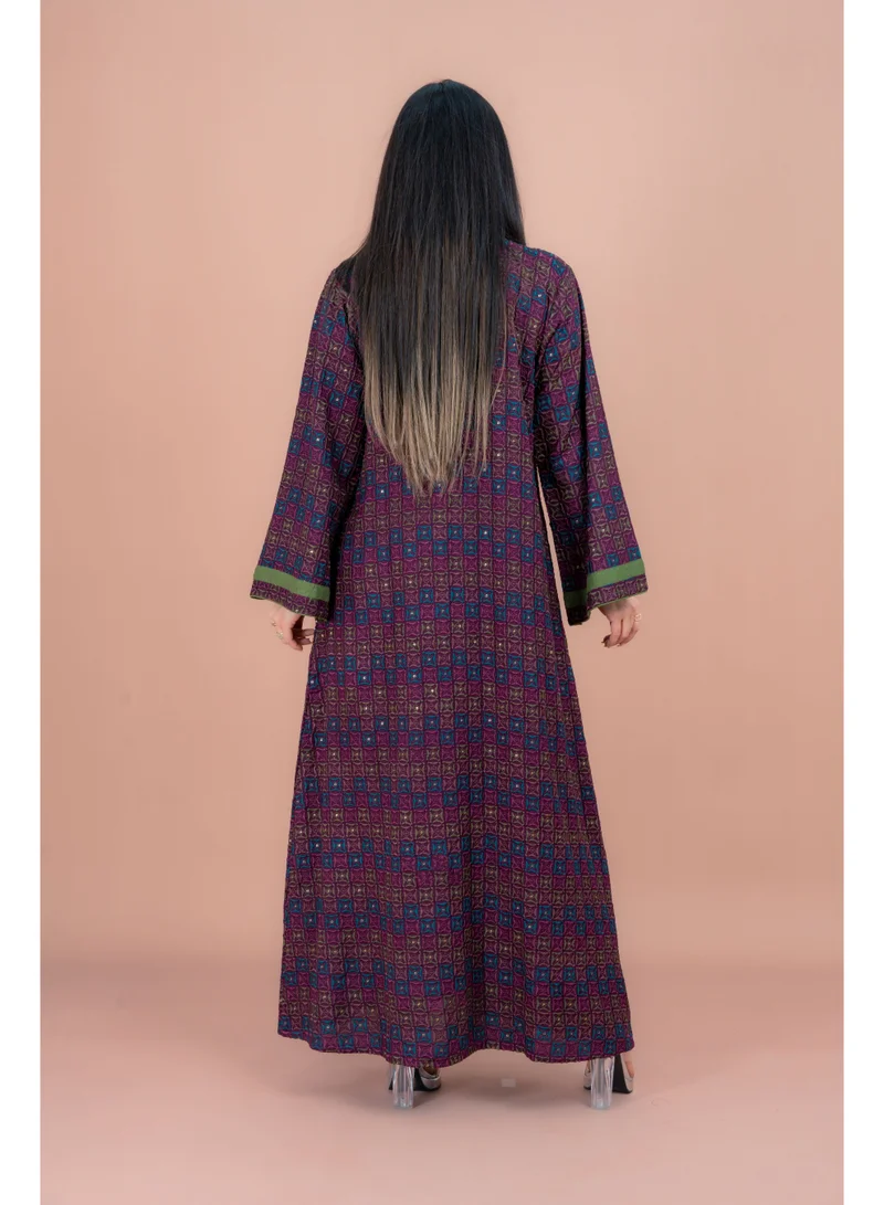 IKKXA Modern Embroidered Jalabiya IN093 Purple