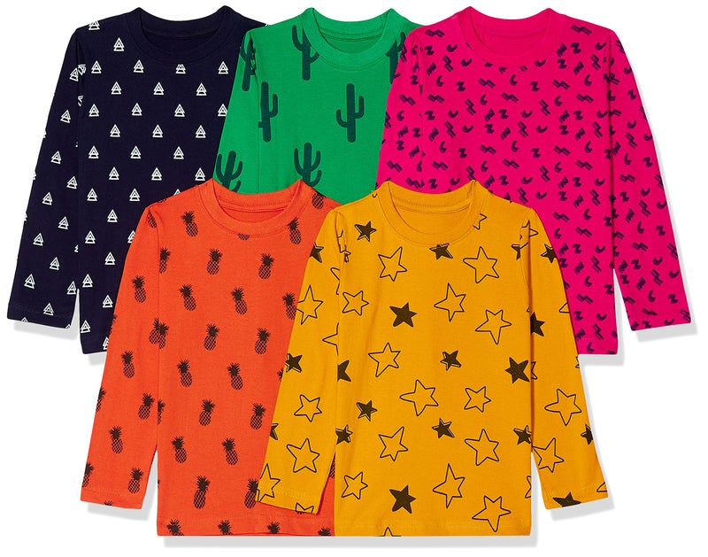 T2F Boy's Cotton Regular Fit Full Sleeve T-Shirt(Pack of 5) - Image 1