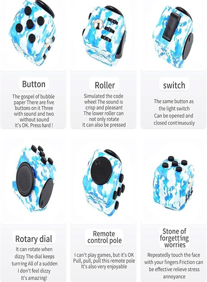 Stress Reducing Toys Cubes, Anti-Stress Cubes Toys, Stress Relieving Galactic Sensory Toys for Adults and Children to Relieve Anxiety (Blue Camouflage 2PC) - Image 3