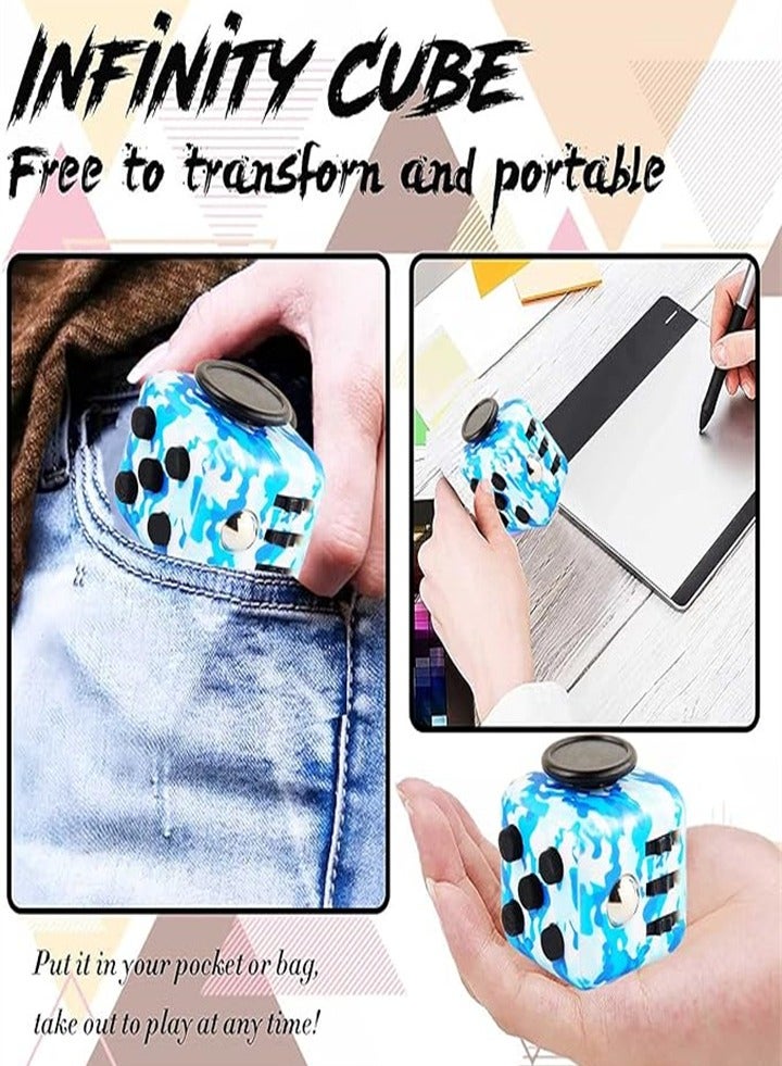 Stress Reducing Toys Cubes, Anti-Stress Cubes Toys, Stress Relieving Galactic Sensory Toys for Adults and Children to Relieve Anxiety (Blue Camouflage 2PC) - Image 4