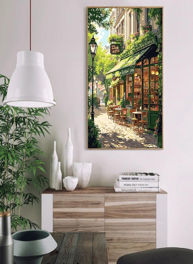 Mrnsiet Paint by Numbers Kit for Adults, Easy Street Cafe Adult Paint by Number Kits on Canvas, Spring Scene DIY Acrylic Oil Number Painting Kits for Home Wall Decor Gift 16x20 Inch - Image 2