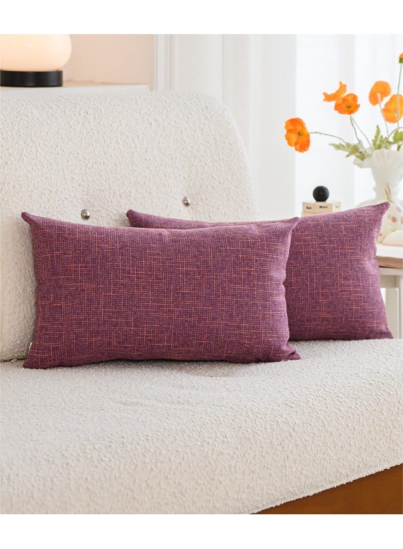 a moment a moment Set of 2 Purple Linen Decorative Throw Pillow Covers 30 x 50 CM Farmhouse Pillow Covers with Cross for Couch Sofa Bed Living Room Home Decor  - Image 1