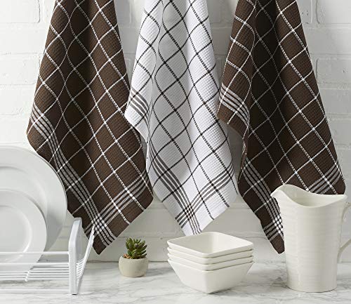 DII Waffle Weave Kitchen Collection100% Cotton, Machine Washable, Fast Drying and Absorbent, Dishtowel Set, 18x25, Mocha Brown 6 Piece - Image 2