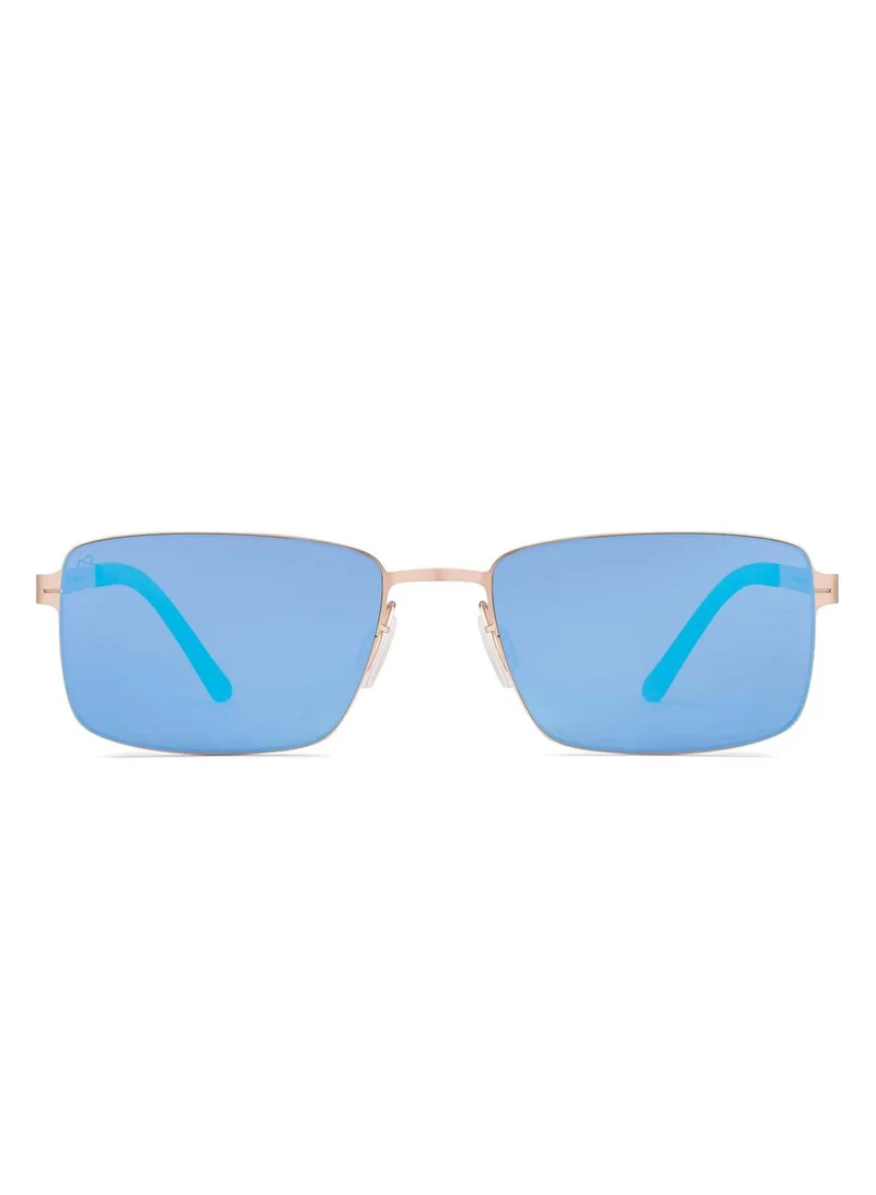 VINCENT CHASE Vincent Chase By Lenskart | Gold Blue Mirror Full Rim Rectangular | Lounge Tints | Branded Latest and Stylish Sunglasses | 100% UV Protection (UV 400) | Unisex | Medium | VC S17424