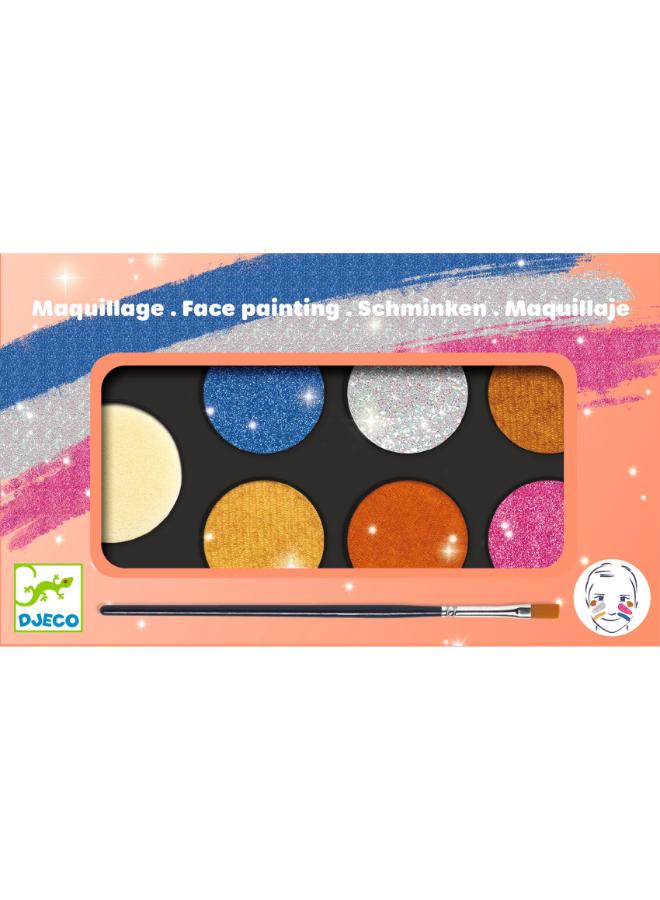 Djeco Palette 6 Colours Metallic Face Paint Set, Highly-Pigmented Pearly Shades, Easy-to-Use, Washable, Paraben and Fragrance-Free, Creative Face Painting Kit for Fun Designs - Image 2