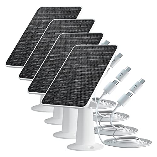 WININMETA Solar Panel Charger Compatible with Eufycam 3/3C/2C/2C Pro/E40/E20/2/2 Pro/E/L20/L40/Solo/SoloCam Spotlight, 5W Solar Panel for Eufy Camera, Micro USB & USB-C Port, 9.8ft Cable, P65 Waterproof, 4 Pack - Image 1