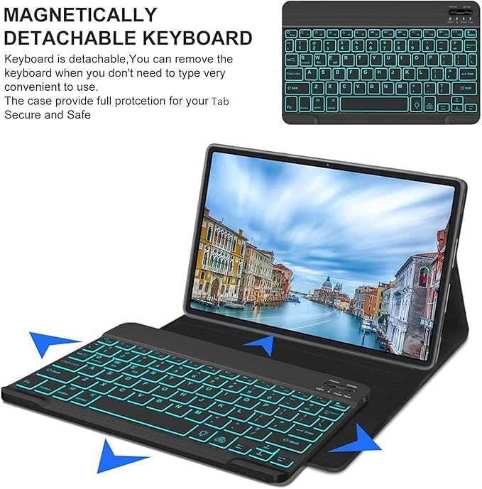 ProElite Keyboard case for Xiaomi Redmi Pad 2 11 inch, Magnetic Detachable Wireless Bluetooth Keyboard Built-in 7-Colors Backlit with Pen Holder, Black - Image 4