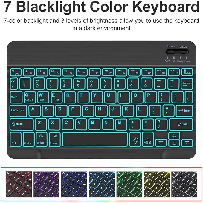 ProElite Keyboard case for Xiaomi Redmi Pad 2 11 inch, Magnetic Detachable Wireless Bluetooth Keyboard Built-in 7-Colors Backlit with Pen Holder, Black - Image 2