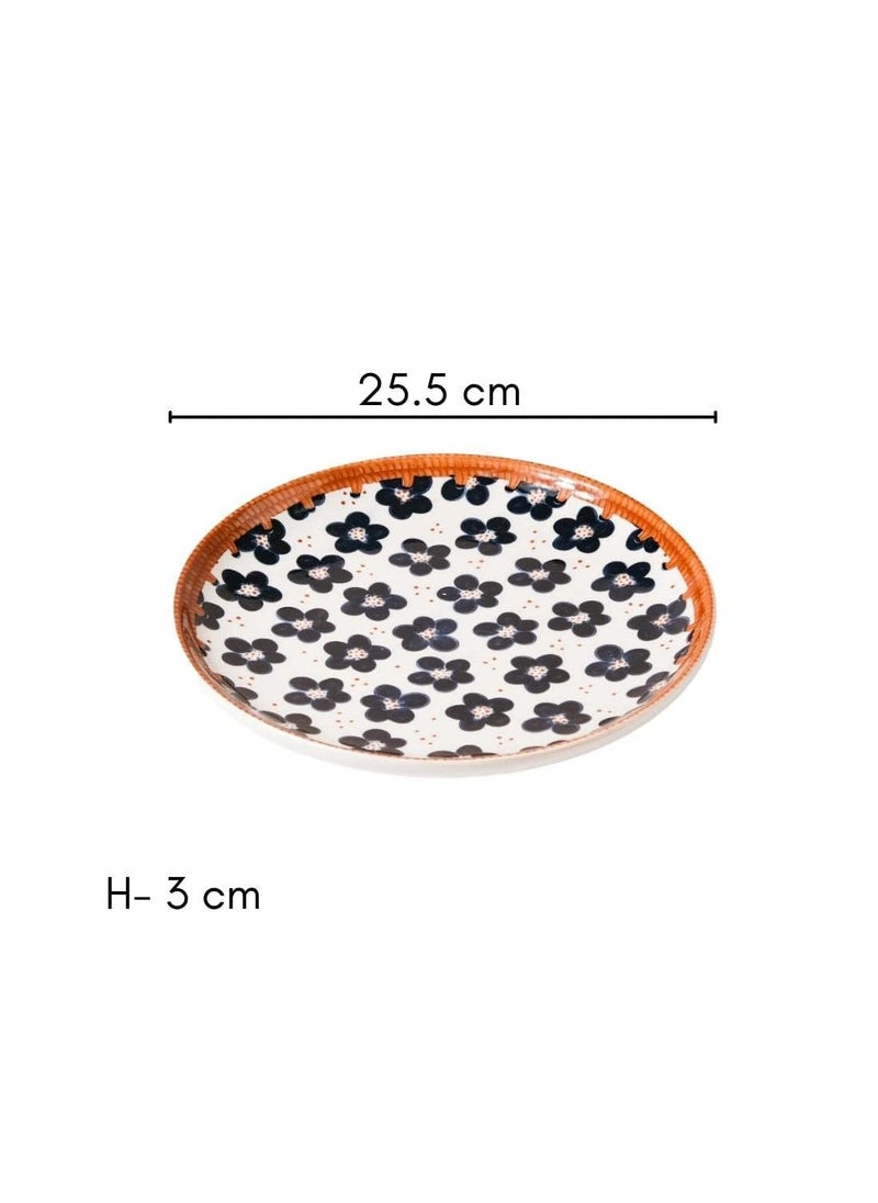 BLISS START BLISS START Floral Pattern Ceramic Plates for Dinner Set of 1 Plate for Snacks Desserts and More Microwave Safe 10 White Blue  - Image 4