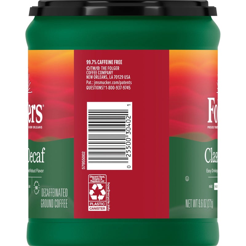 Folgers Decaf Coffee, Ground Coffee, Classic Medium Roast, 9.6 Ounce Canister - Image 3