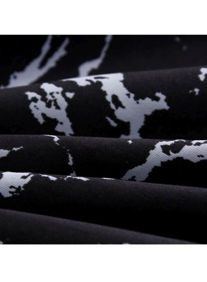NIBEMINENT 4-Piece Marble Printed Bedding Set Polyester Black/White Quilt Cover 180x220 Cm, Bed Sheet 230x230 Pillow 48x74cm  - Image 4