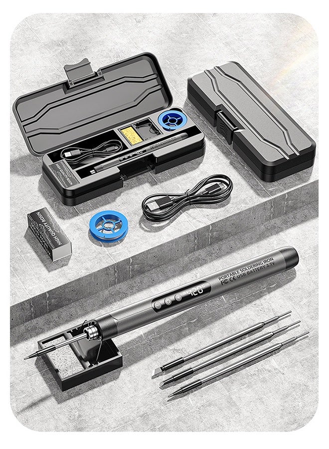 DUNISO Cordless Soldering Iron Kit,USB Rechargeable Portable Cordless Soldering Iron,5 Level Temperature Regulation,with LED Lights,Plug and Play,LED Digital Display,for Small Soldering Projects, Indoor & Outdoor Repair Electronics - Image 2