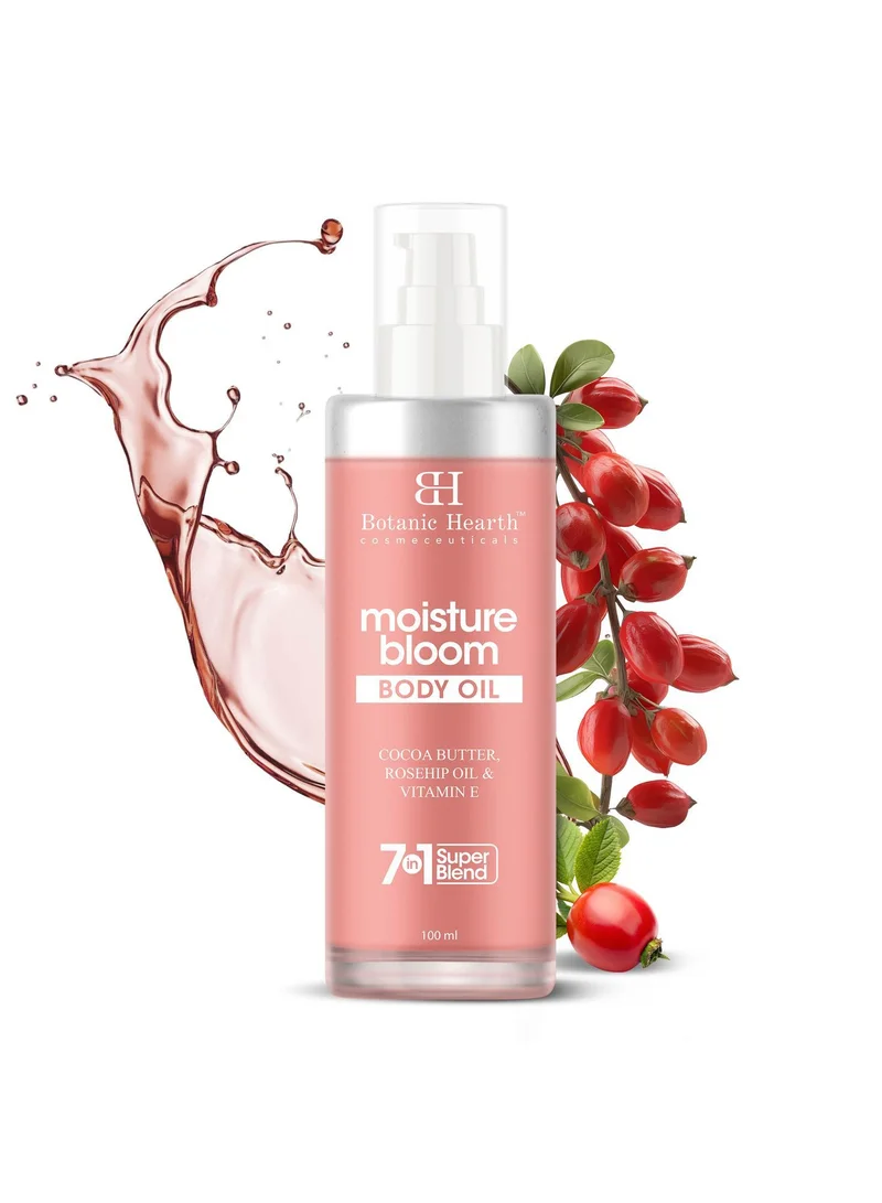 بوتانيك هيرث Botanic Hearth Moisture Bloom Body Oil - Hydrating Body Oil with Jojoba, Rosehip & Vitamin E for Soft & Radiant Skin, 100 ml for Men and Women