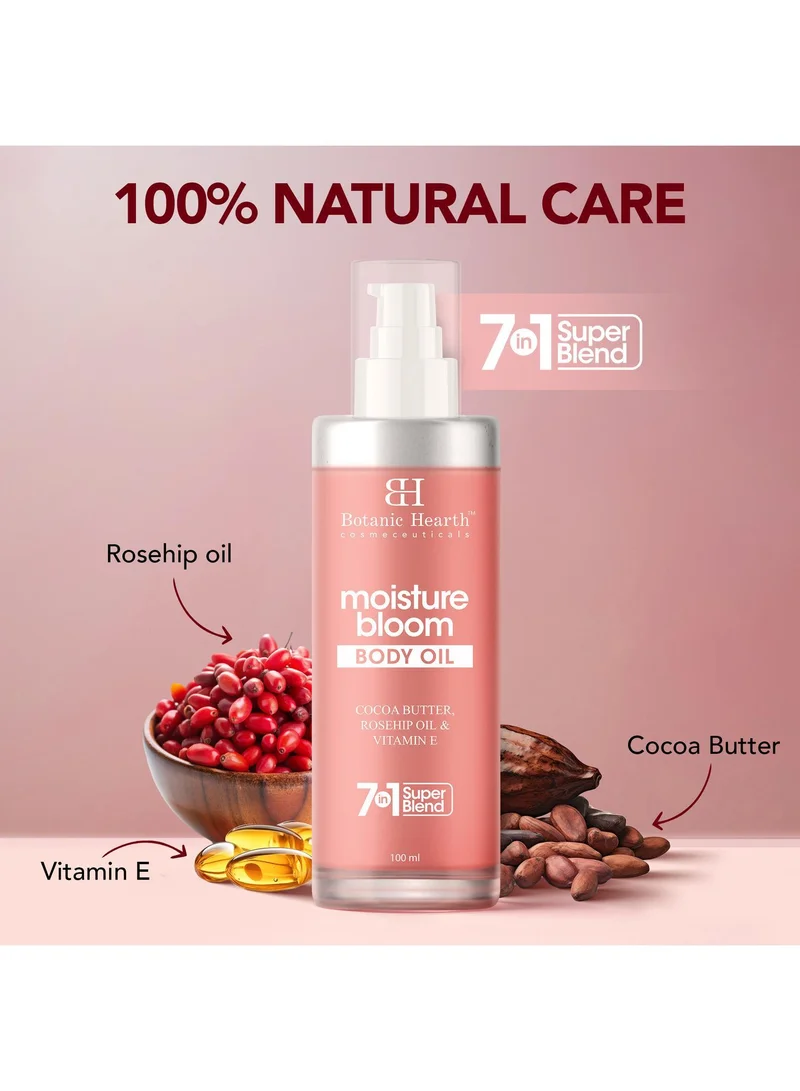 بوتانيك هيرث Botanic Hearth Moisture Bloom Body Oil - Hydrating Body Oil with Jojoba, Rosehip & Vitamin E for Soft & Radiant Skin, 100 ml for Men and Women