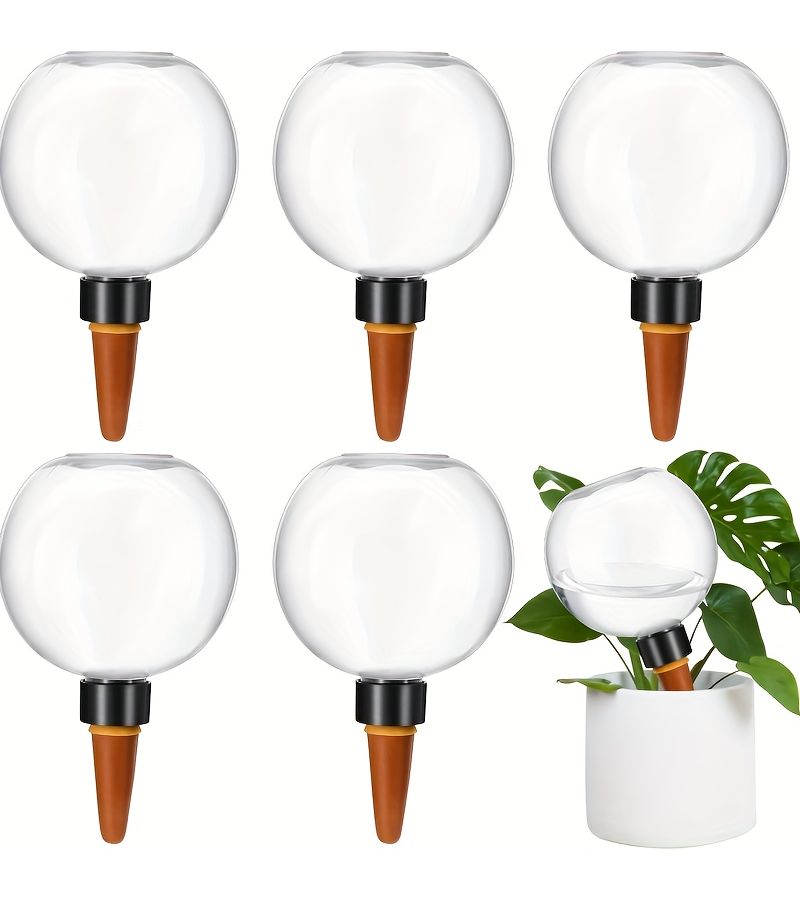 Pink Self Watering Globes Set Of 5 Extra Large Slow Release Plastic Plant Watering Spikes - Image 1