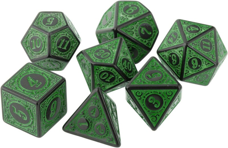 klarako 7 Pack DND Dice Sets Polyhedral Dice Great for Role Playing Table Game - Green - Image 1