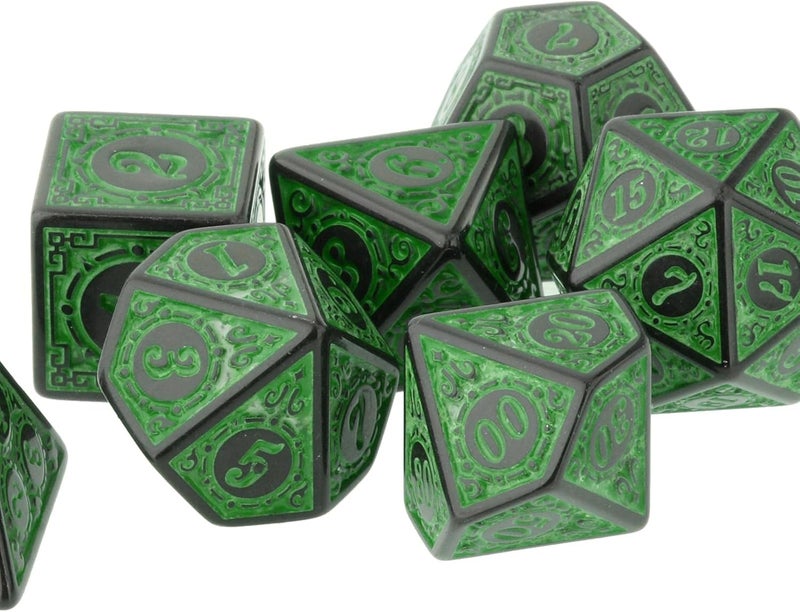 klarako 7 Pack DND Dice Sets Polyhedral Dice Great for Role Playing Table Game - Green - Image 4