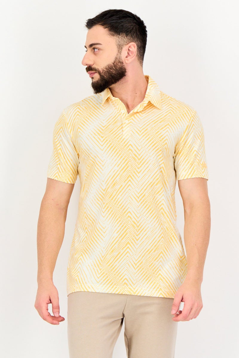 Adidas تي شيرت بولو جولف قصير الأكمام للرجال بتصميم رياضي ملون شامل - Image 1