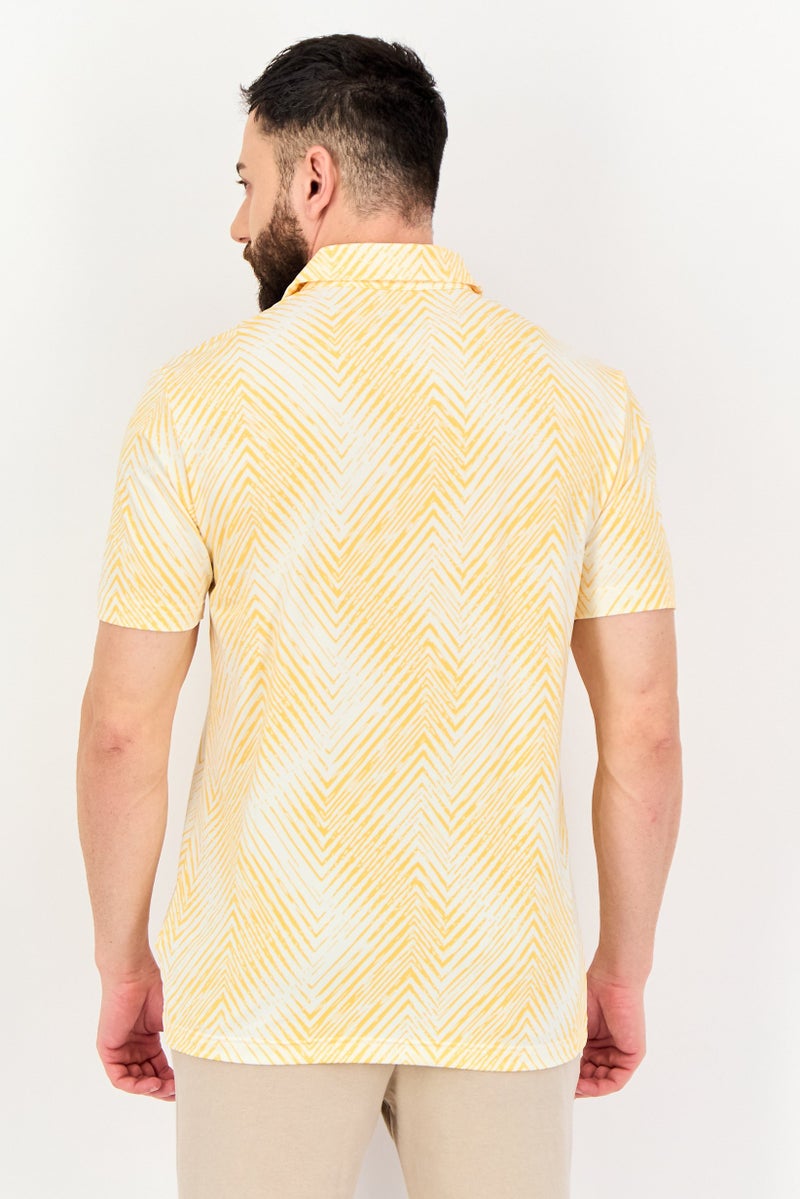 Adidas تي شيرت بولو جولف قصير الأكمام للرجال بتصميم رياضي ملون شامل - Image 2