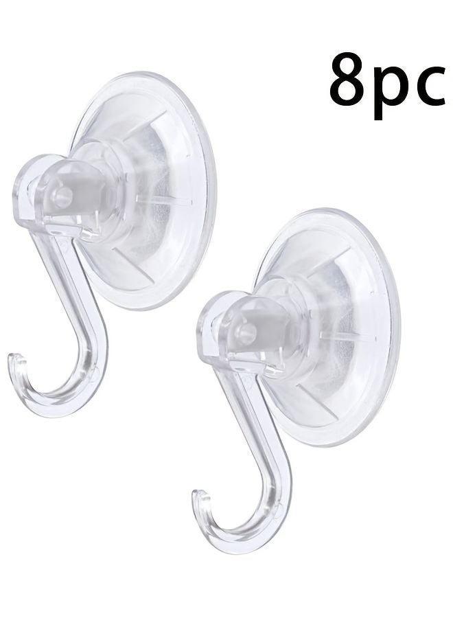 8pcs Heavy Duty Clear Plastic Suction Cup Hooks No Drill Removable Adhesive Bathroom Hangers - Image 1