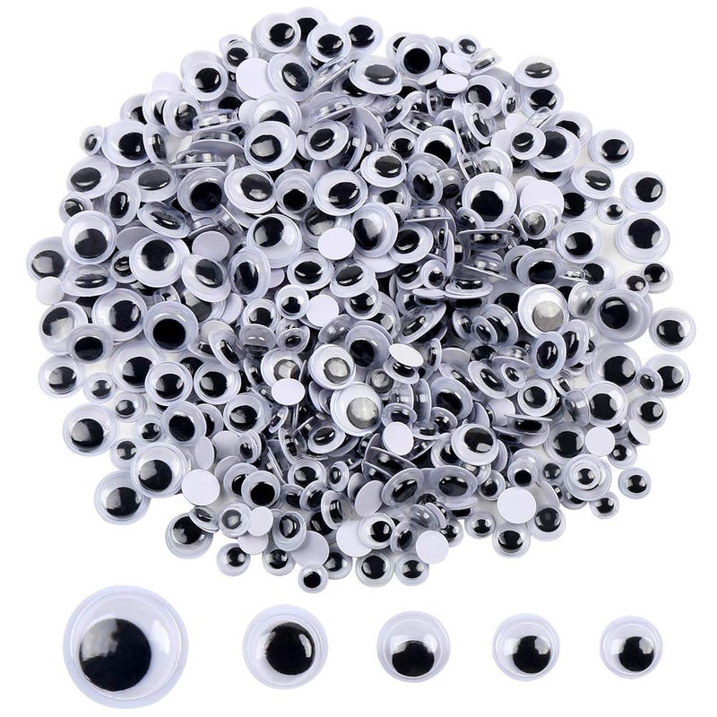 DECORA 500 Pieces 6mm 12mm Black Wiggle Googly Eyes with SelfAdhesive Backs for DIY Crafts Doll Making Sewing Supplies