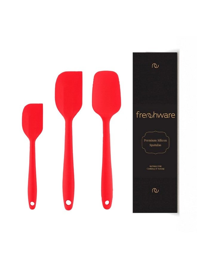 FrenchWare ملاعق سيليكون فرنسية غير لاصقة متميزة للطهي، الخبز والخلط | مقاومة للحرارة حتى 230°C | آمنة للطعام وخالية من BPA | قابلة للغسل في غسالة الصحون | معتمدة من FDA (مجموعة من 3 - ملاعق)  - Image 1
