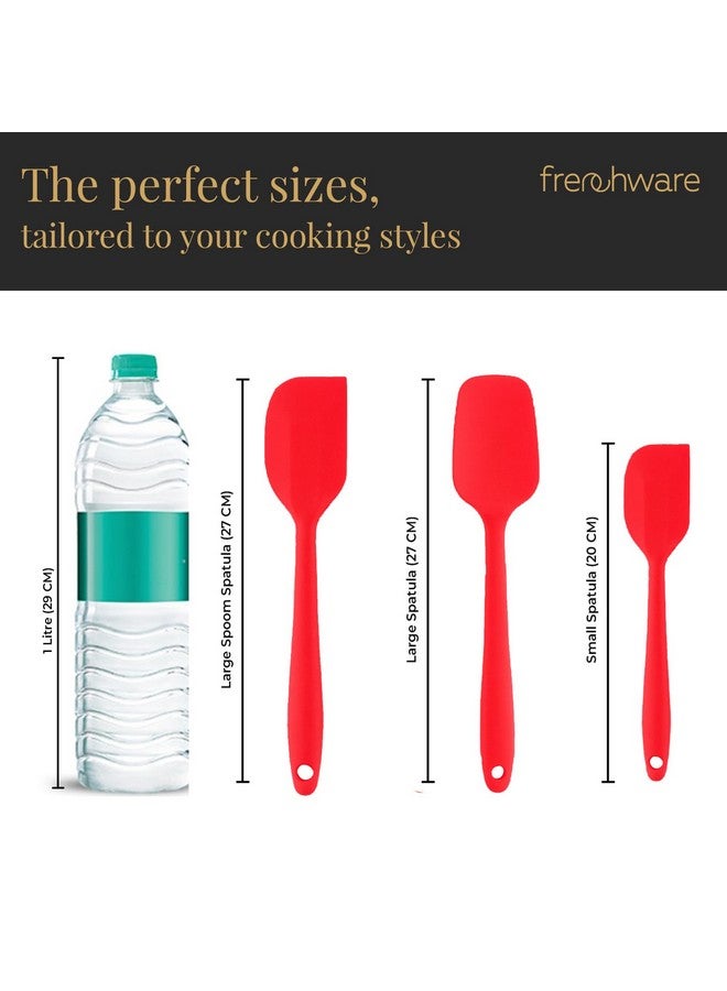 FrenchWare ملاعق سيليكون فرنسية غير لاصقة متميزة للطهي، الخبز والخلط | مقاومة للحرارة حتى 230°C | آمنة للطعام وخالية من BPA | قابلة للغسل في غسالة الصحون | معتمدة من FDA (مجموعة من 3 - ملاعق)  - Image 4