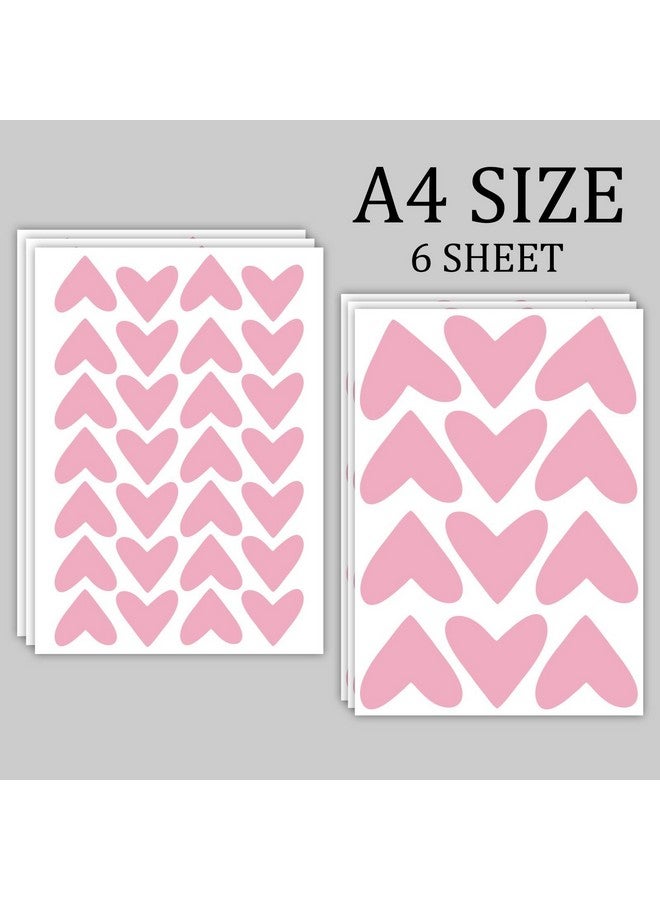 CVANU 6 Sheets of Loving Pink Hearts Wall Sticker Printed on Frosted Vinyl Self-Adhesive for Wall Decoration (11.7inch X 8.3inch)_F167 - Image 4