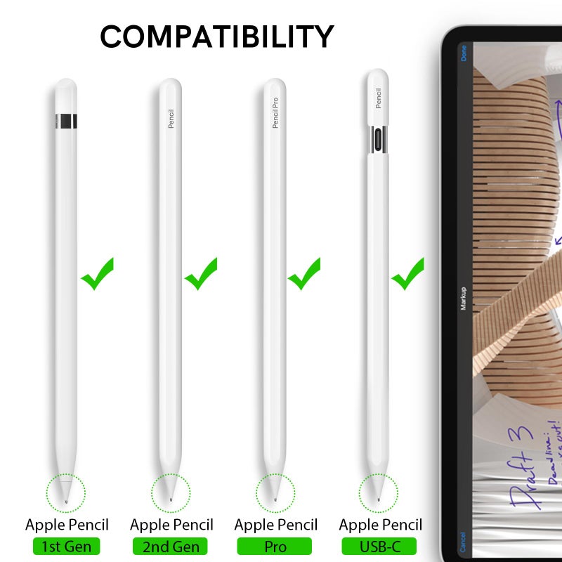 Delidigi رؤوس قلم دليديجي لقلم أبل الجيل الأول والثاني، قلم أبل برو وUSB-C، رؤوس معدنية مقاومة للتآكل، رؤوس دقيقة للتحكم الدقيق لقلم أبل - Image 2