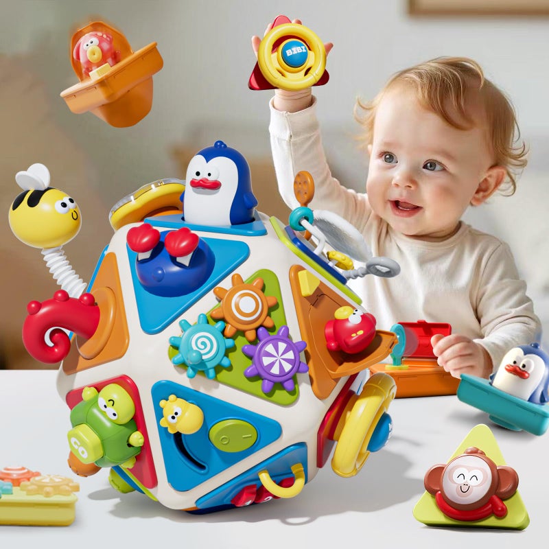 Vanvimen 20in1 Toddler Busy Board Activity Cube Toys Montessori Toy for 1 2 Year Old Boys Girls Kids Early Educational Active Toy for Toddler 13 Christmas Toys Gifts for 1 2 Year Old Boy Girl - Image 2