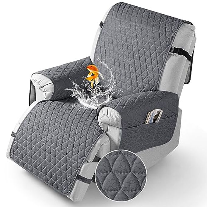 TAOCOCO 100% Waterproof Recliner Cover Recliner Cover with Non-Slip Granule, Recliner Chair Covers with Elastic Band, Recliner Chair Covers for Reclining Chair(Dark Grey, Small-22'') - Image 1
