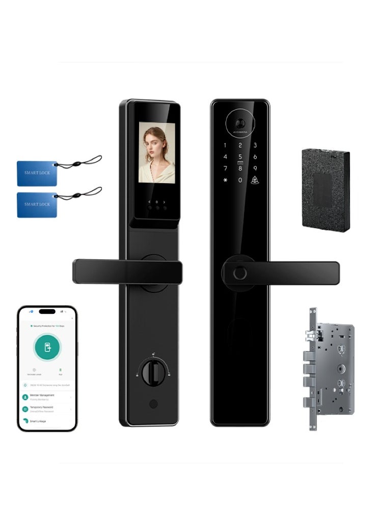 ALINK Smart Door Lock with Wifi Video Calls Biometric Fingerprint Deadbolt Lock with Keypads  - Image 1