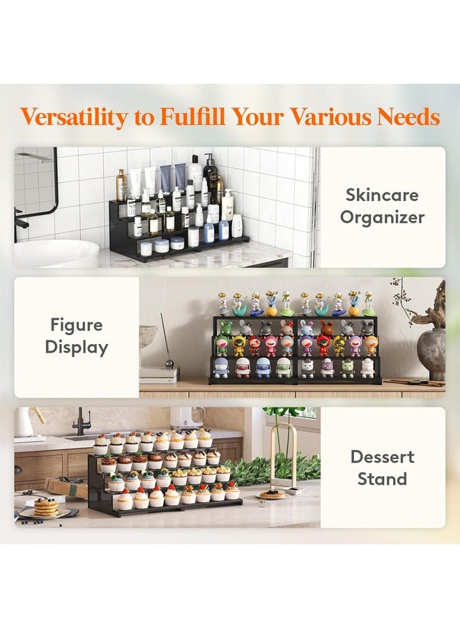 YelaJoy 4 Tie Display Stand，8 Inch  Perfume Organizer，Versatile Display Stand Shelf for Fragrance, Skincare, Figurine, Dessert, Use for Vanity, Tabletop, Cabinet （Black）  - Image 2