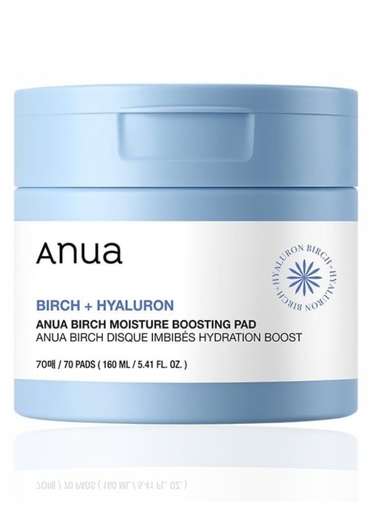 Anua Birch Hyaluron Moisture Boosting Pad 70 Pads 160ml – Deep Hydration Toner Pads with Birch Sap for Dry Skin 160mlCount - Image 1