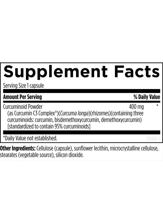 designs for health - C3 Curcumin Complex - Highly Bioavailable Curcuminoid Turmeric Supplement, 400mg with 3 Bioactive Curcuminoids - Non-GMO, Gluten-Free + Vegetarian (60 Capsules) - Image 1