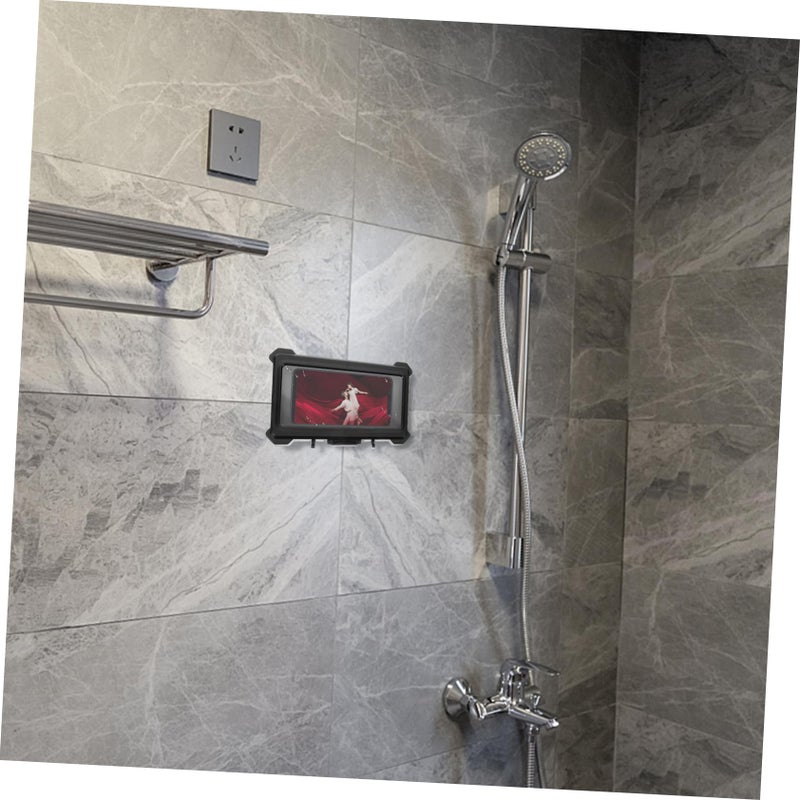 Blue Wall Mounted No Drilling Phone Rack Anti Fog Bathroom Holder Space Saving - Image 5
