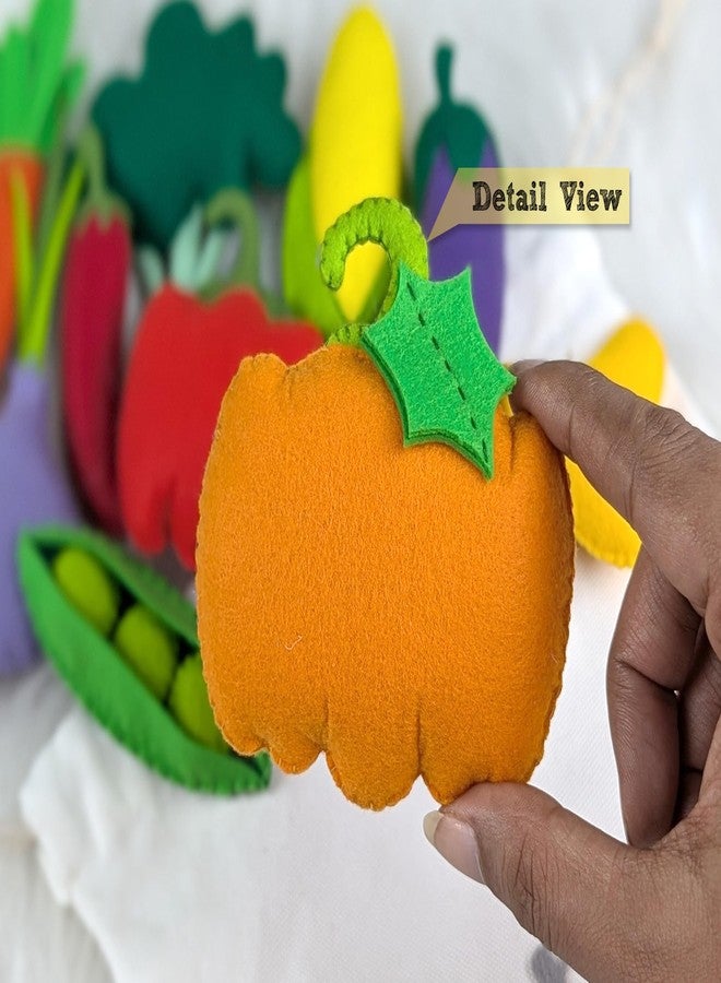 AGD Handmade Stuffed Vegetables, Pretend Play Kitchen Toys, Play Food for Kids - Plastic Free Washable (Felt Fabric, Set of 10 with potli) - Image 3