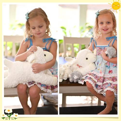 BENINY 5Pcs Lamb Stuffed Animal Set Mommy Lamb Plush 20 Inch with 4 Baby Lambs in Her Zippered Tummy Stuffed Sheep Plushie Toy for Girls Boys and Kids - Image 5