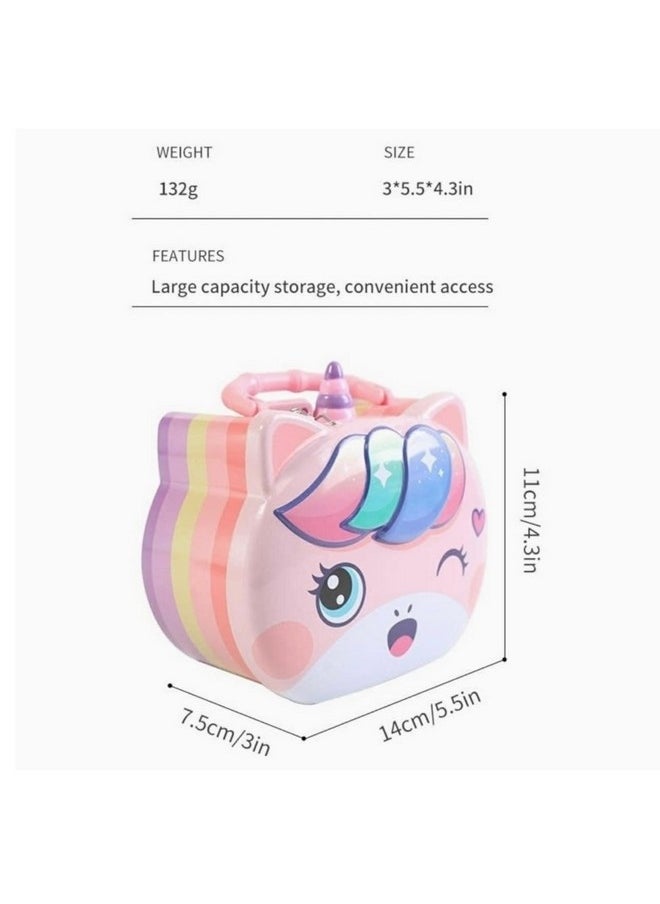 Samvardhan - Unicorn Modern Piggy Bank Cartoon House Saving Pot Coin Bank Money Bank Saving Coin Box With Lock Gift Toy For Kid Children, Pink - Image 1