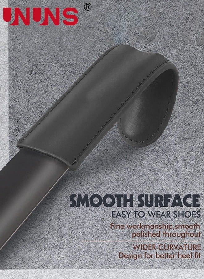 UNUNS لبيسة حذاء، لبيسة حذاء طويلة لكبار السن، لبيسة حذاء معدنية طويلة للأحذية، لبيسة حذاء 42 سم بمقبض جلدي، أداة ارتداء الأحذية المنزلية، لبيسة حذاء منزلية للأطفال والرجال والنساء والحوامل، أسود - Image 3