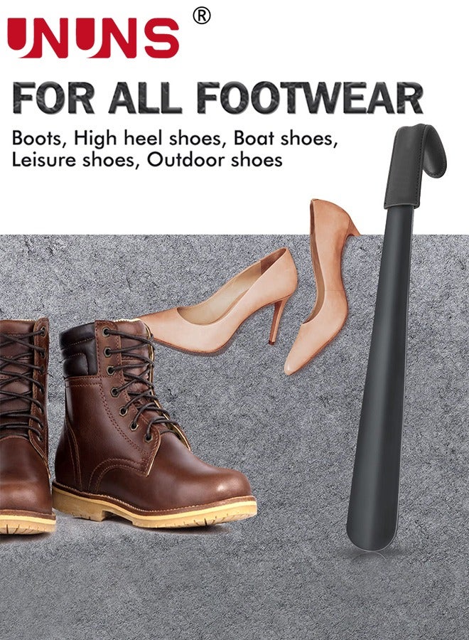 UNUNS لبيسة حذاء، لبيسة حذاء طويلة لكبار السن، لبيسة حذاء معدنية طويلة للأحذية، لبيسة حذاء 42 سم بمقبض جلدي، أداة ارتداء الأحذية المنزلية، لبيسة حذاء منزلية للأطفال والرجال والنساء والحوامل، أسود - Image 2
